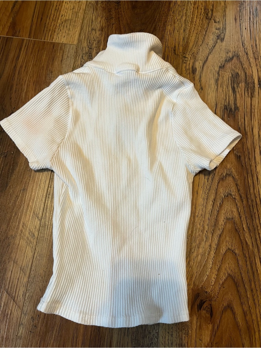 White Ribbed Polo Tee - Picture 2 of 3